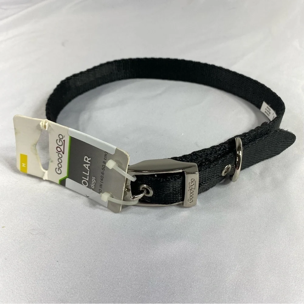 Good2Go Adjustable Black Nylon 3/4” Width 16”-20” Dog Collar